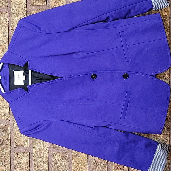 LOFT Purple Button Blazer Size 4 - Picture 3 of 11